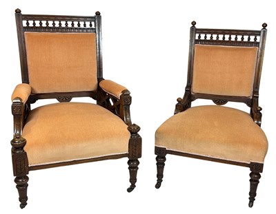 Lot 168 - Matching Grandfather and Grandmother Chairs.