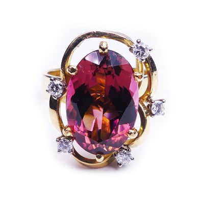 Lot 339 - Tourmaline Ring with Diamonds.