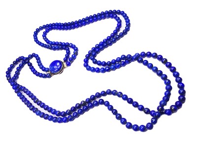 Lot 338 - Lapis Lazuli Beads Double Strand Necklace.