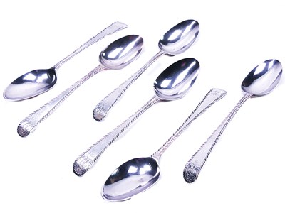 Lot 385 - Six teaspoons patterned edge.