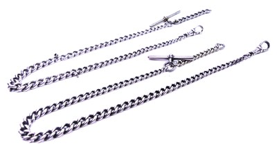 Lot 424 - Two Silver Fob Chains.