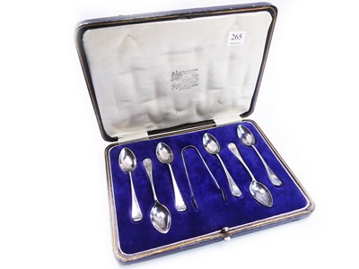 Lot 265 - Boxed Silver Sugar Spoons and Tongs.