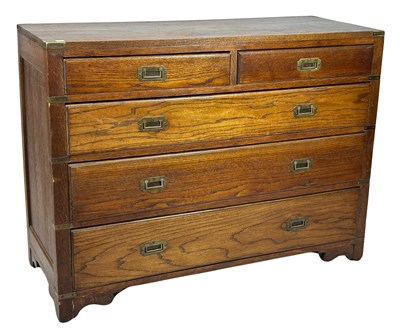 Lot 157 - Antique Military Campaign Style Chest of Drawers.