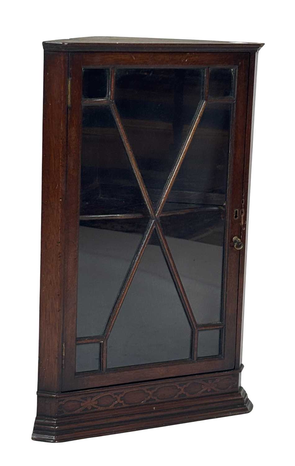 Lot 155 - Small Corner Cabinet with Paned Glass Front.