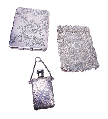 Lot 417 - Silver Card Cases and Perfume Bottle.