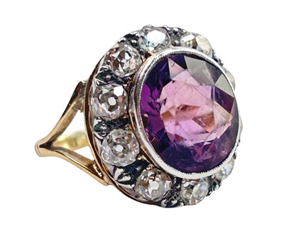 Lot 143 - Amethyst & Diamond Ring.