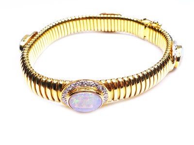 Lot 326 - Gold and Opal Bracelet.