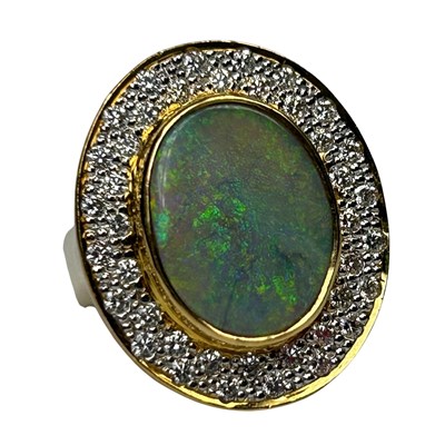 Lot 55 - 20CT Yellow Gold Opal and Diamond Ring.