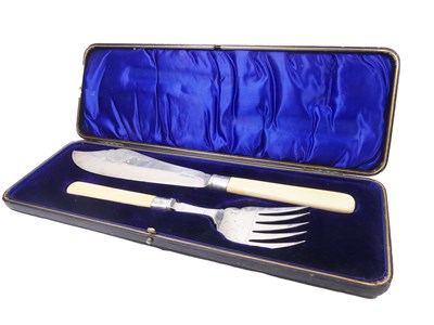 Lot 430 - Silver and Ivory Handle Fish Service.