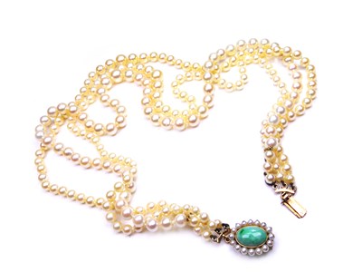 Lot 349 - Three Strand Akoya Pearls.