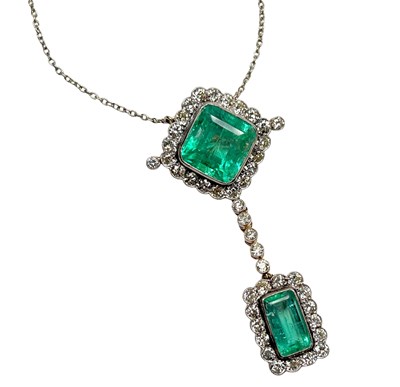 Lot 295 - A Spectacular Emerald Diamond Pendant.
