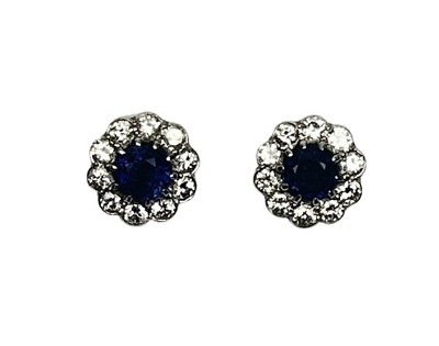 Lot 47 - Diamond Sapphire Earrings.
