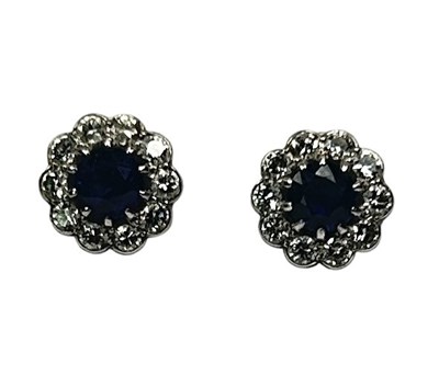 Lot 47 - Diamond Sapphire Earrings.