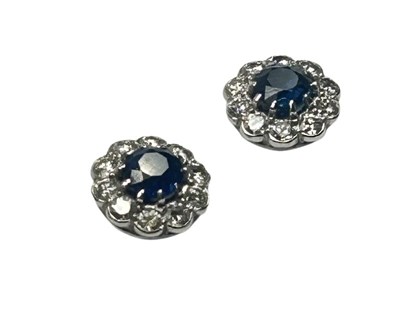 Lot 47 - Diamond Sapphire Earrings.