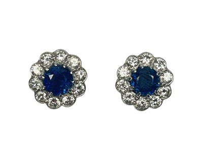 Lot 47 - Diamond Sapphire Earrings.
