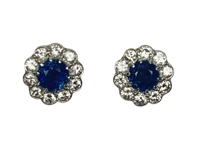 Lot 47 - Diamond Sapphire Earrings.