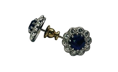 Lot 47 - Diamond Sapphire Earrings.