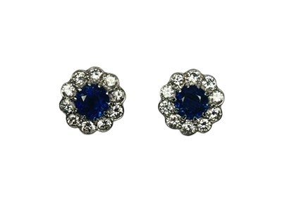 Lot 47 - Diamond Sapphire Earrings.