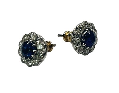 Lot 47 - Diamond Sapphire Earrings.