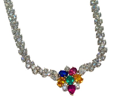 Lot 364 - Diamond and Coloured Gem Necklet