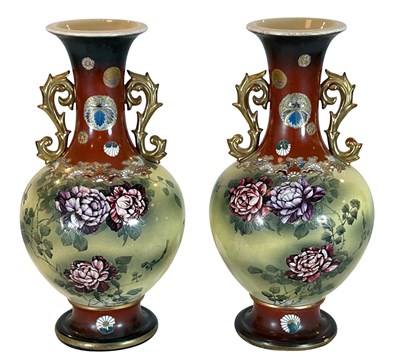 Lot 274 - Pair Of Satsuma Oriental Vases.
