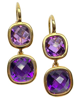 Lot 5 - Deep Coloured Amethyst Drop Earrings.
