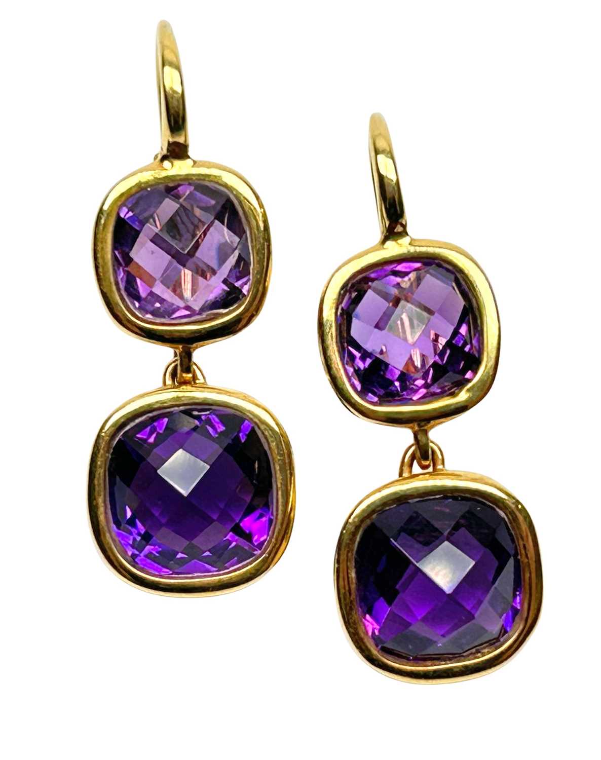 Lot 5 - Deep Coloured Amethyst Drop Earrings.