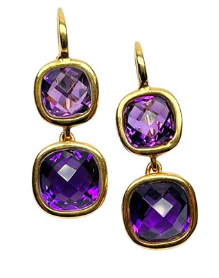 Lot 5 - Deep Coloured Amethyst Drop Earrings.