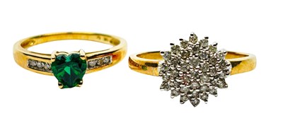 Lot 6 - Emerald Ring and Diamond Cluster Ring.