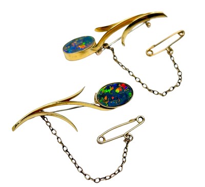 Lot 36 - A Pair of Opal Brooches.