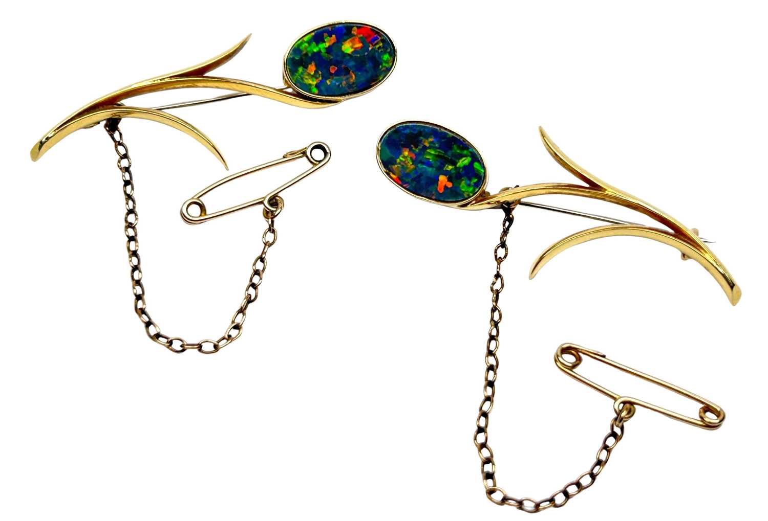 Lot 36 - A Pair of Opal Brooches.