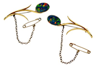 Lot 36 - A Pair of Opal Brooches.