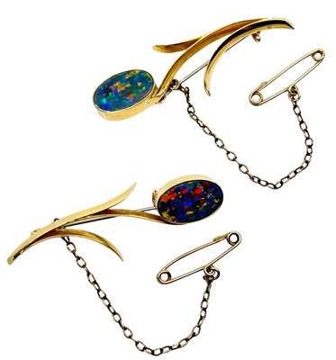 Lot 36 - A Pair of Opal Brooches.