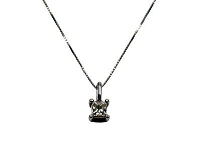 Lot 151 - Princess Cut Diamond Pendant.