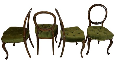 Lot 177 - Set of 4 Carved Balloon Back Mahogany Chairs.