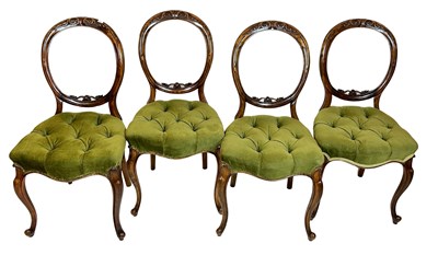 Lot 177 - Set of 4 Carved Balloon Back Mahogany Chairs.
