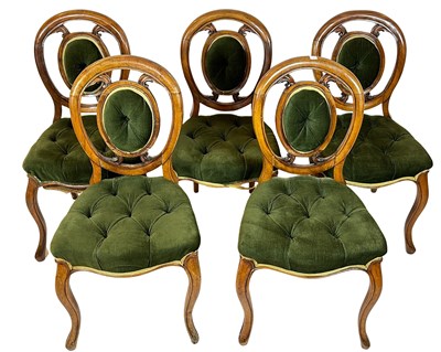 Lot 152 - Set of Five Balloon Back Mahogany Chairs.