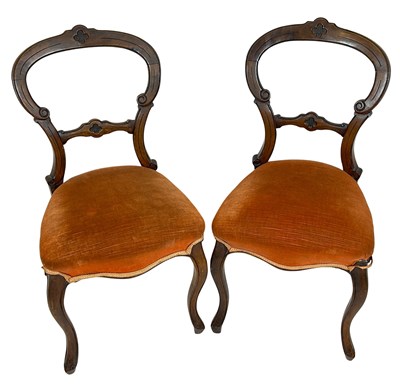 Lot 106 - Pair of Carved Balloon Back Mahogany Chairs.