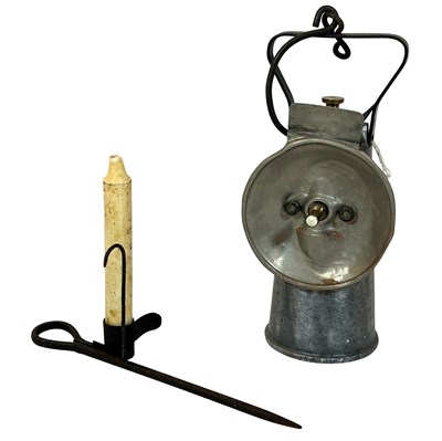 Lot 246 - Pinnacle Series 2 Miner's Carbide Lamp with Miner's Spider and Candle.