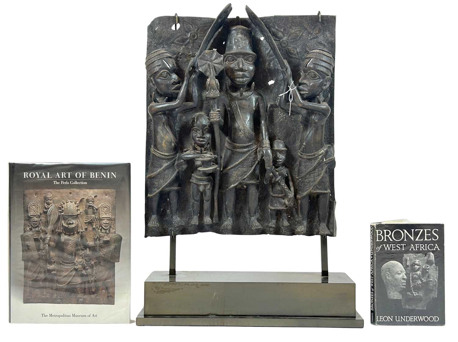 Lot 107 - Benin Bronze Plaque with 2 Books.