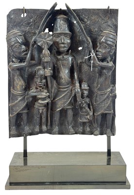 Lot 107 - Benin Bronze Plaque with 2 Books.
