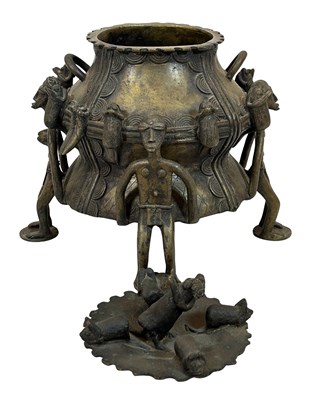 Lot 111 - Ashanti Bronze Cooking Pot and West African Bronzes.