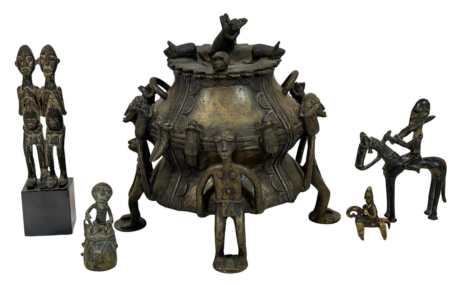 Lot 111 - Ashanti Bronze Cooking Pot and West African Bronzes.