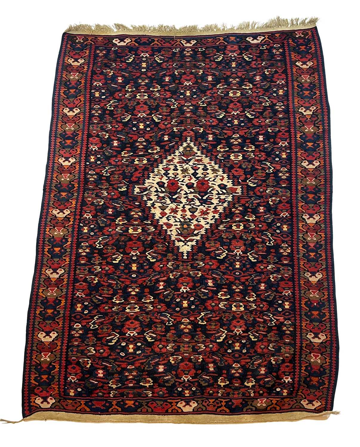 Lot 186 - Lightweight Floor Rug in Red, Navy and Orange.