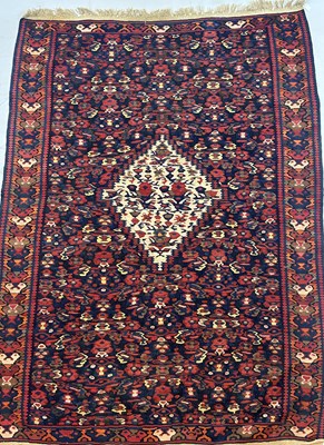 Lot 186 - Lightweight Floor Rug in Red, Navy and Orange.