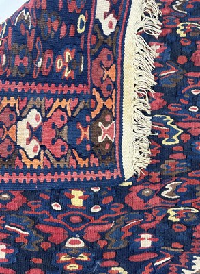 Lot 186 - Lightweight Floor Rug in Red, Navy and Orange.