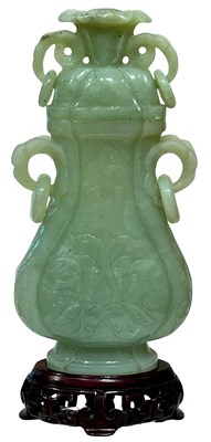 Lot 268 - A Fine Carved Mottled Jade Urn.