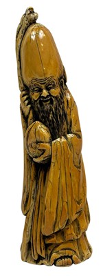 Lot 185 - Chinese Shouxing Carved Ivory Figurine.