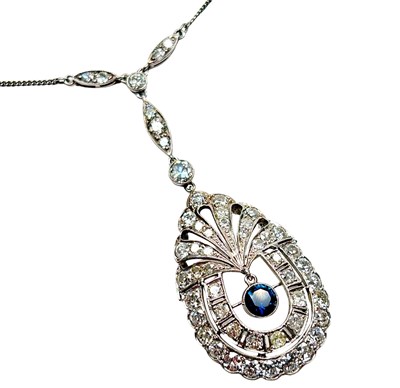 Lot 182 - Mid Century Diamond and Sapphire Necklet.