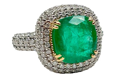 Lot 186 - Emerald Diamond Cluster.